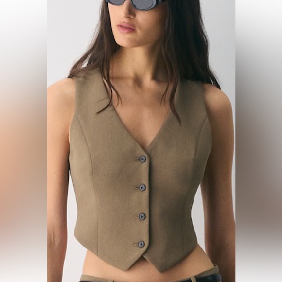 Wilfred Jackets & Blazers - Wilfred Tan Wool Blend Button-Front Vest